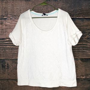 Tommy Hilfiger short sleeve white fleece blouse szXL